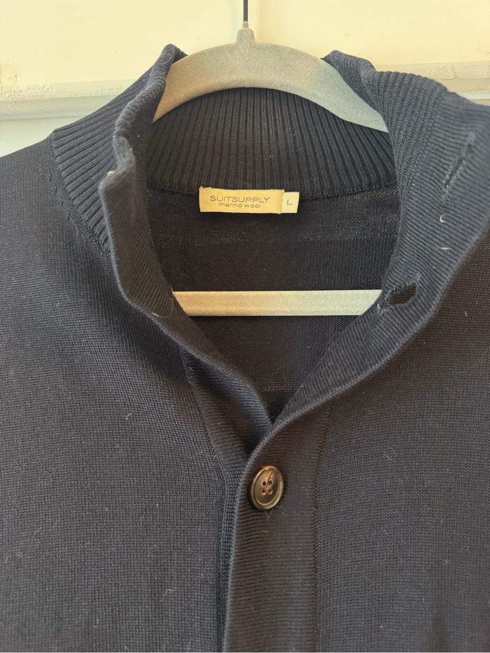 Suitsupply Navy Merino Wool Zip-Up Sweater